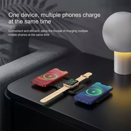3 In 1 Foldable Magnetic Wireless Charger Pad Stand For iPhone Watches And Airpods