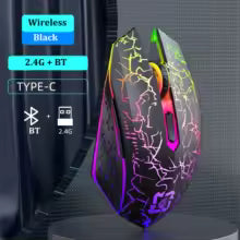 Bluetooth 5.2 Mouse RGB 2.4G Wireless Mouse Dual-Mode Gaming Mouse White or Black