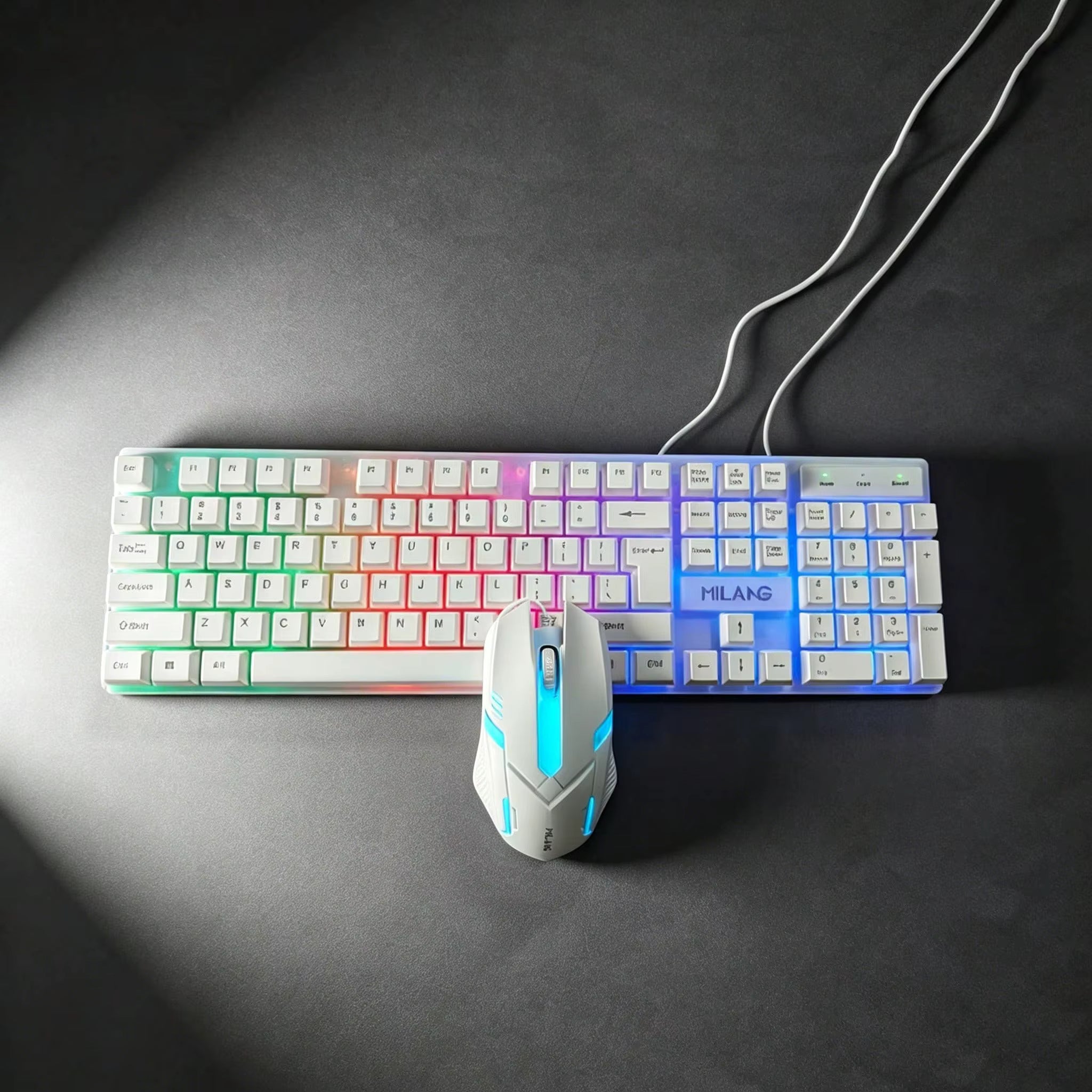 RGB Backlit Gaming Keyboard and Mouse Set Black or White