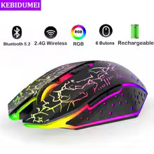 Bluetooth 5.2 Mouse RGB 2.4G Wireless Mouse Dual-Mode Gaming Mouse White or Black